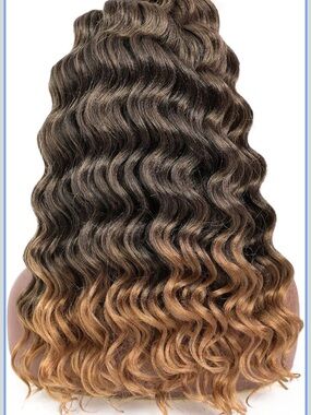 Ocean Wave Crochet Hair Brown to Honey Ombre Deep Wave T27 20 inch Lot of 6 pack